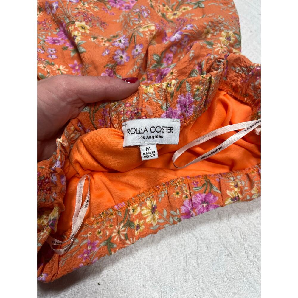 Rolla Coster Orange Ditsy Floral Strapless Sun Dress – Size M – EUC - Picture 8 of 8